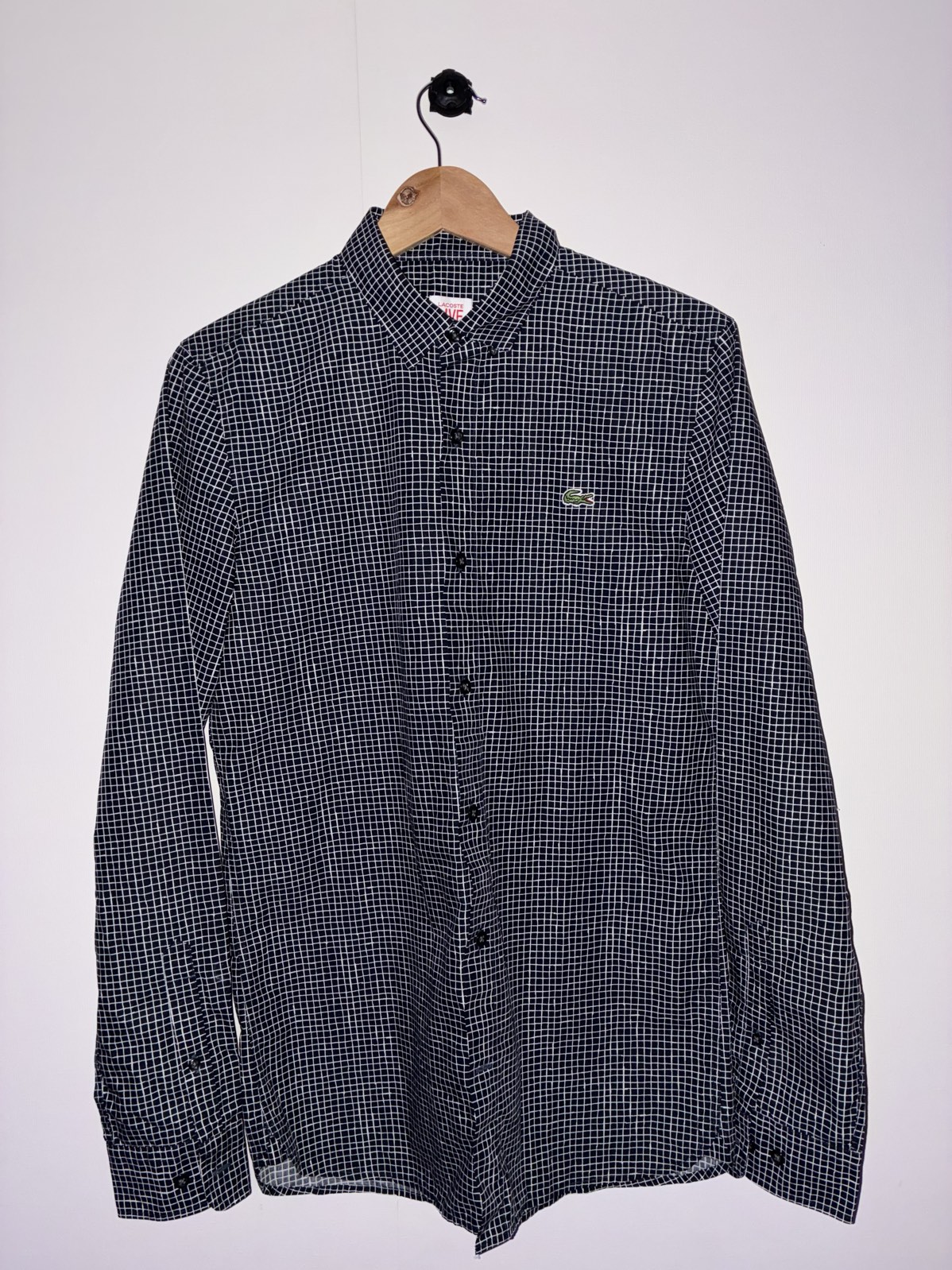 🐊 Camisa Lacoste LIVE Cuadriculada Negra Blanca Talla S