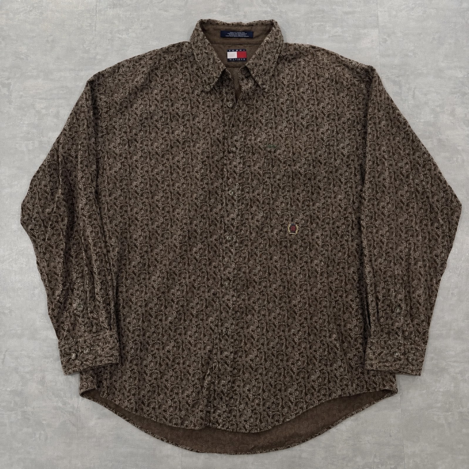 Camisa Tommy Hilfiger ( L ) Paisley Café Con Blanco,